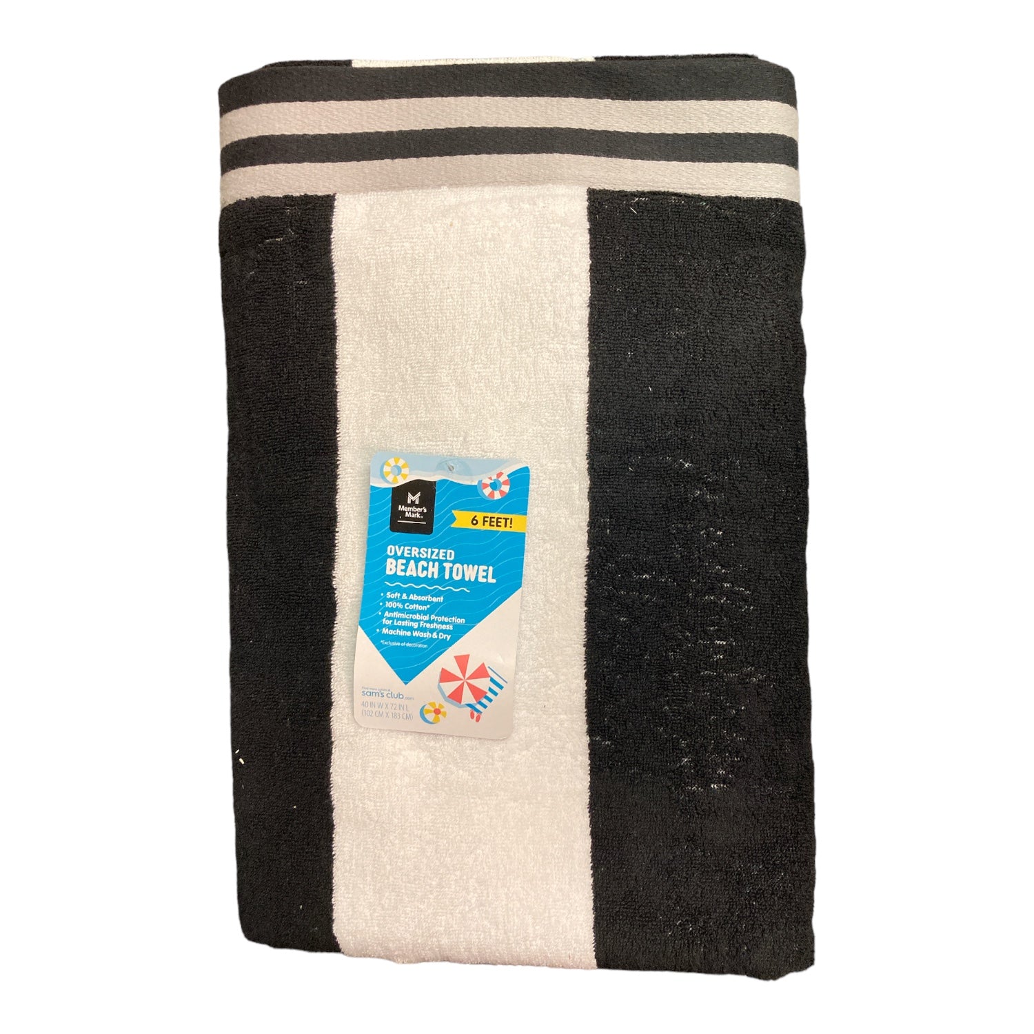 Members Mark Oversized Beach Towel 40"x72" 100 Heavyweight Cotton (Bl