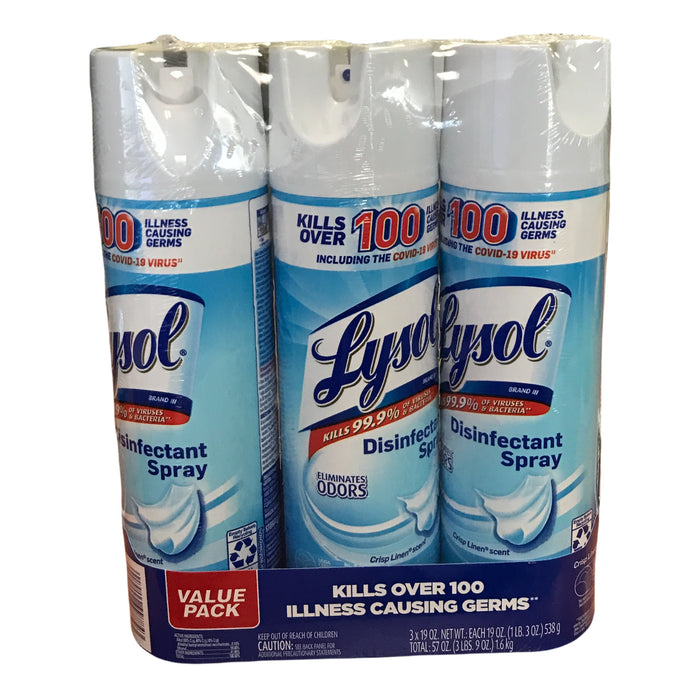 Lysol Disinfectant Spray, Crisp Linen Scent (19 oz., 3 pk.)