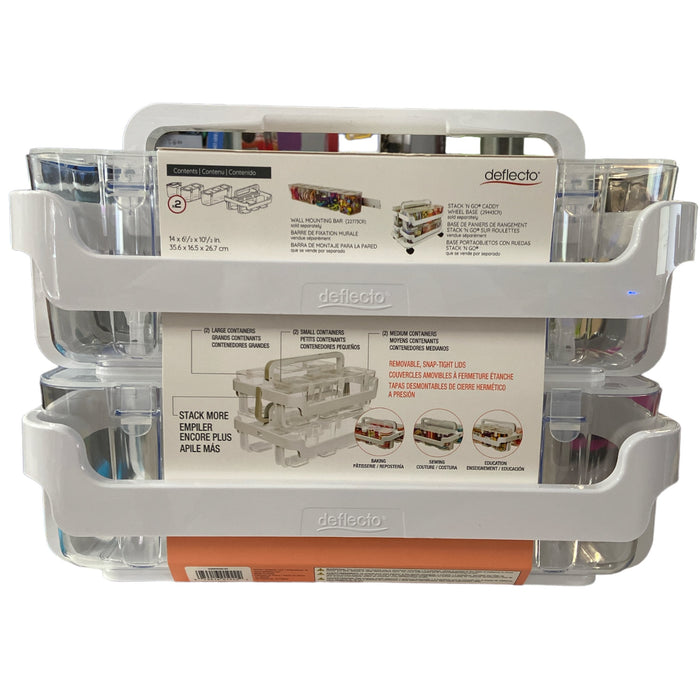 Stackable Caddy Deflecto Stackable Storage Caddy Organizer, 3 Containers, White/Clear ...