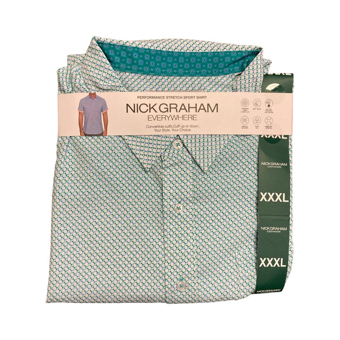 Nick Graham Men's Performance Stretch Sport Short Sleeve Woven Shirt