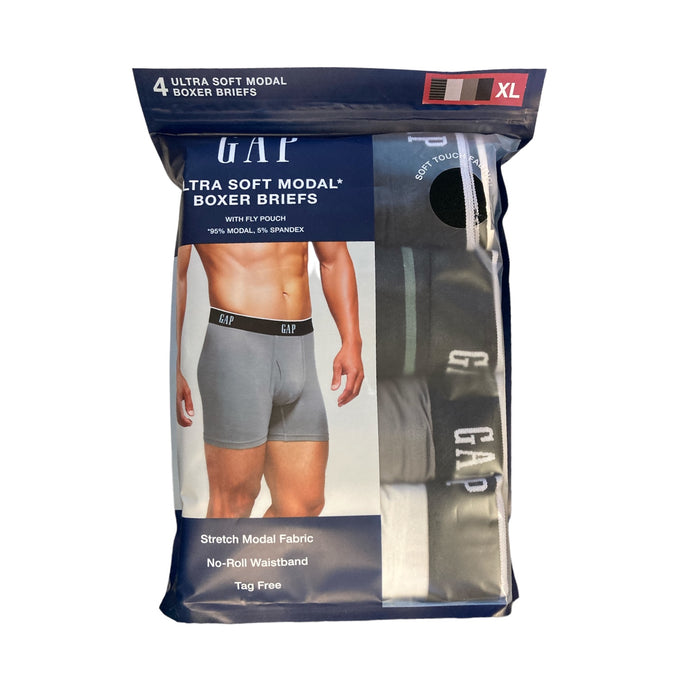 GAP Men's Ultra Soft Stretch Modal No Roll Waistband Boxer Briefs, 4 Pack