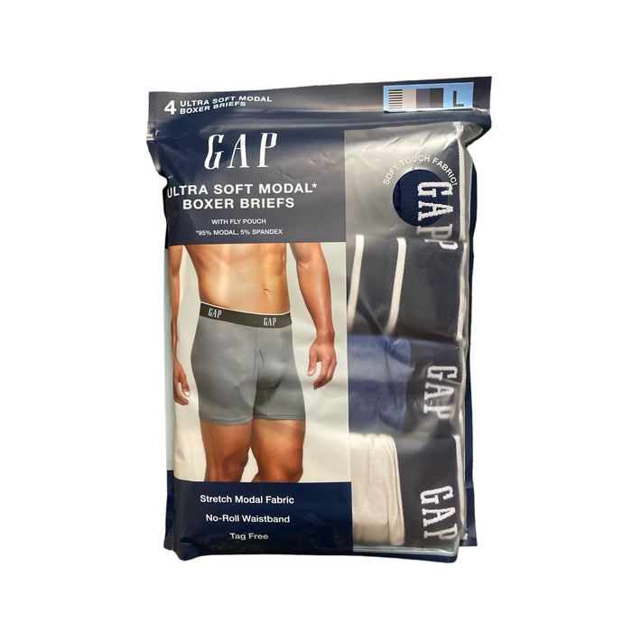 GAP Men's Ultra Soft Stretch Modal No Roll Waistband Boxer Briefs, 4 Pack