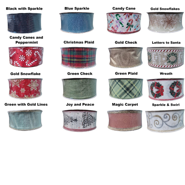 Members Mark 2.5 inch x 50 yards Wired Edge Premium Holiday Ribbon