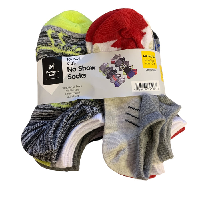 Member's Mark Boy's 10-Pack Ultra Lite Smooth Toe Seam No Show Socks