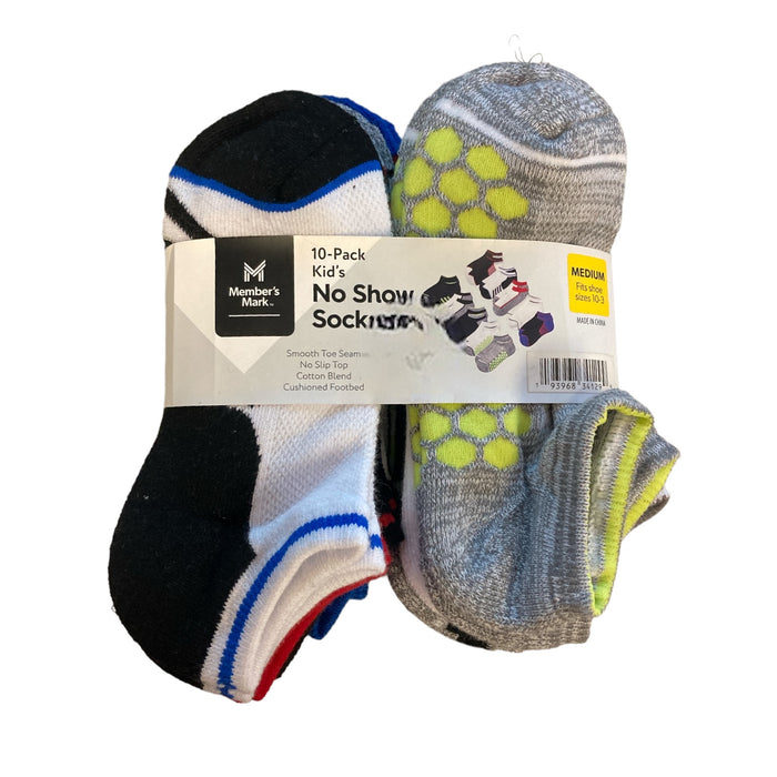 Member's Mark Boy's 10-Pack Ultra Lite Smooth Toe Seam No Show Socks