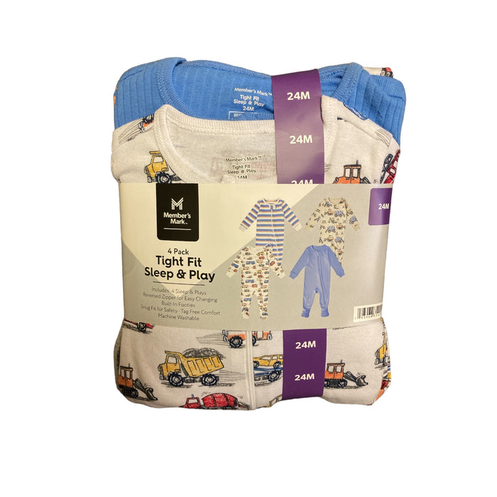 Member's Mark Boy's Zipper Tag-less Long Sleeve 4 Pack Bodysuits