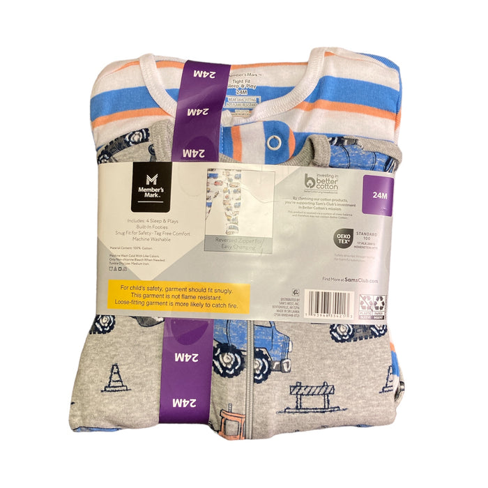 Member's Mark Boy's Zipper Tag-less Long Sleeve 4 Pack Bodysuits