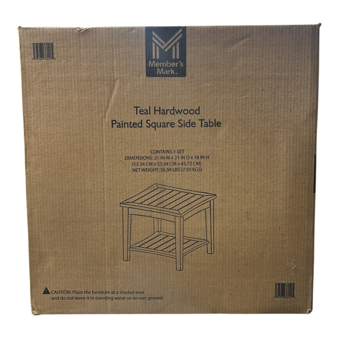 Members Mark Hardwood Painted 21" Square Outdoor Side Table, Teal
