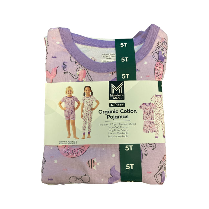 Member's Mark Girls Tagless 4-Piece Organic Cotton Pajama Set