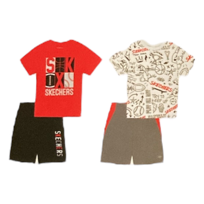 Skecher's Boy's 4-Pack Cotton Tees & Active Shorts Playwear Set