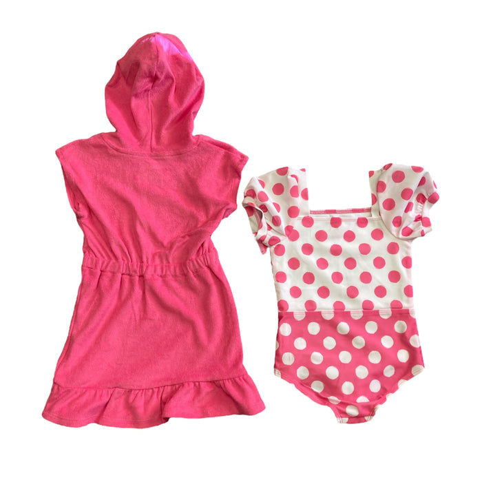 Disney Girl's 2 Piece One Piece Swimsuit and Hooded Cover Up Set