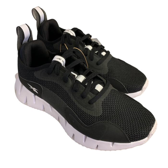 Reebok Womens Zig Dynamica CL Lightweight Lace Up Running Shoe, Black/White, 8.5