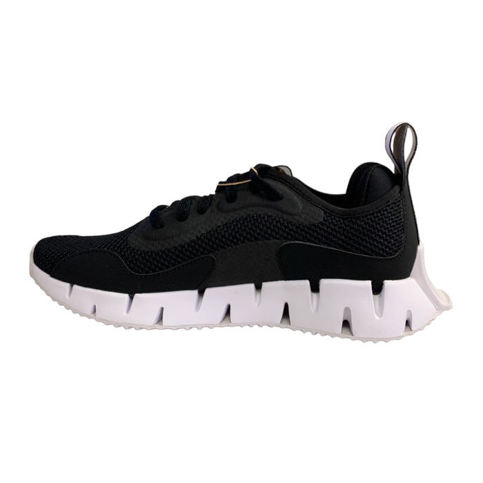 Reebok Womens Zig Dynamica CL Lightweight Lace Up Running Shoe, Black/White, 9
