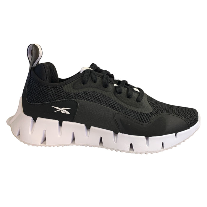Reebok Womens Zig Dynamica CL Lightweight Lace Up Running Shoe, Black/White, 9