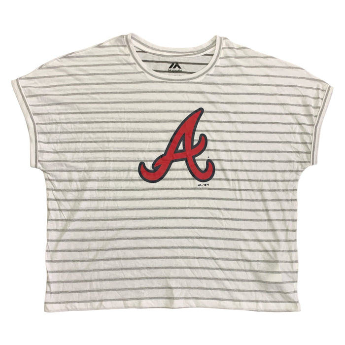 MLB Ladies Rolled Sleeve Soft Cotton Graphic Print Short Sleeve Crew Neck Tee