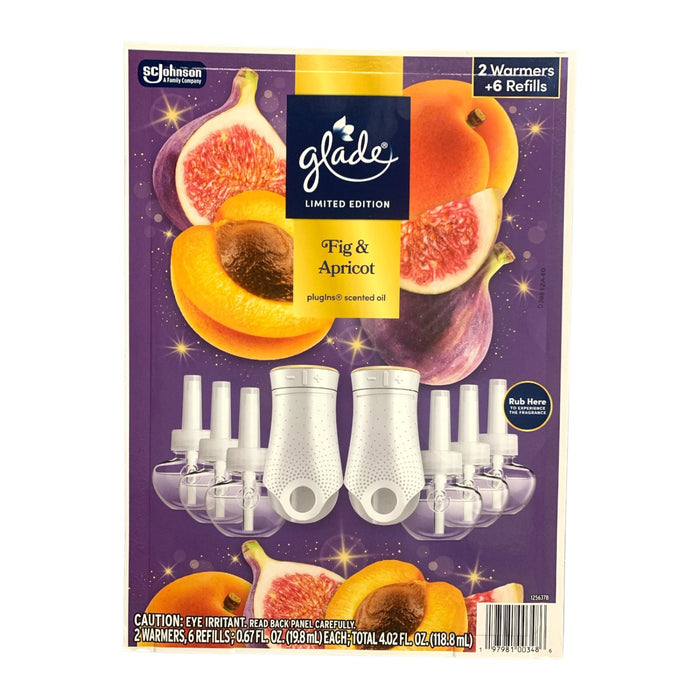 Glade PlugIns Scented Oil, Fig & Apricot, 2 Warmers + 6 Refills