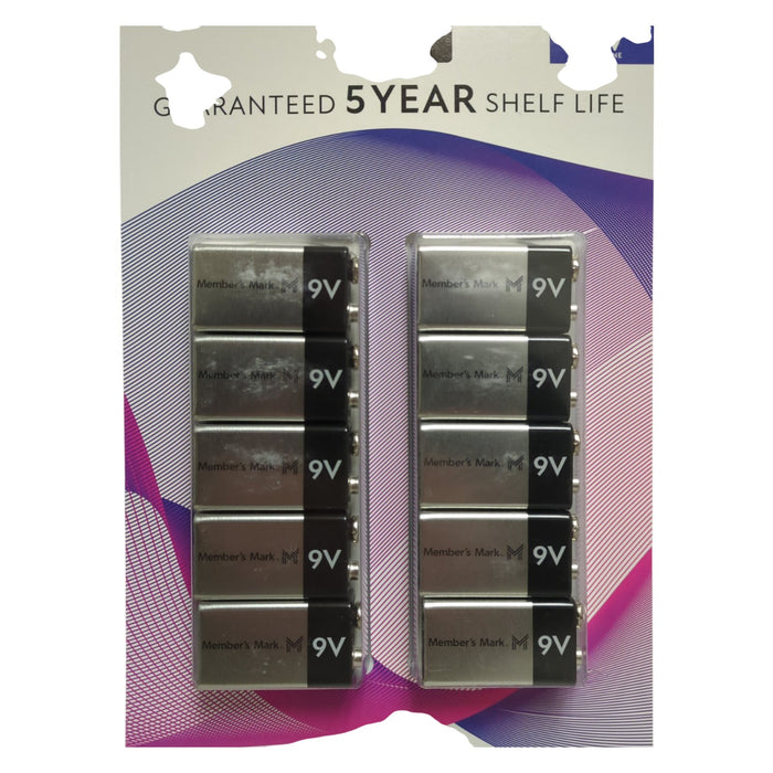 Member's Mark Reliable & Long Lasting No Leak 9V Alkaline Batteries, 10 pk