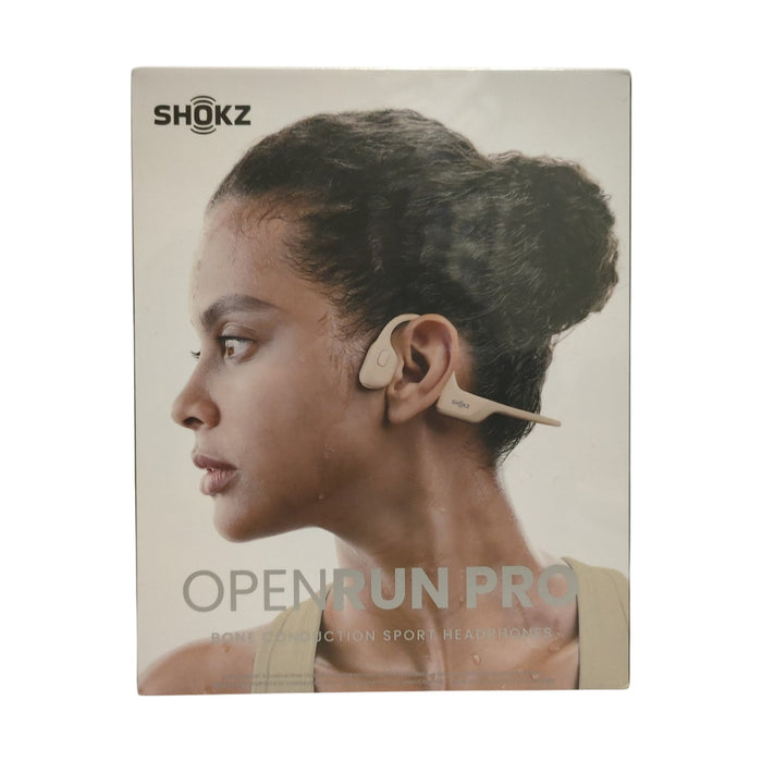 Shokz OpenRun Pro Open-Ear Endurance Bluetooth Bone Conduction Headphones, Beige