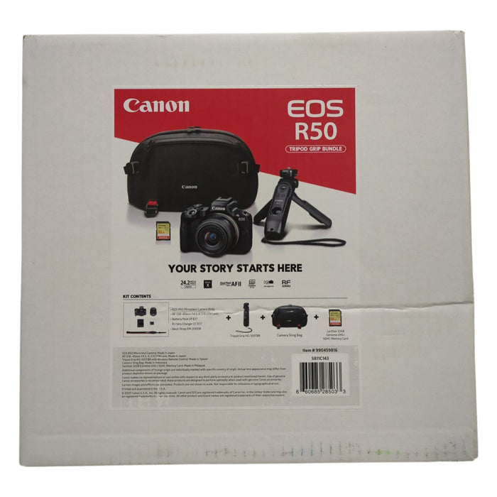 Canon EOS R50 Digital Camera with RF-S18-45mm Lens & Tripod Grip Bundle