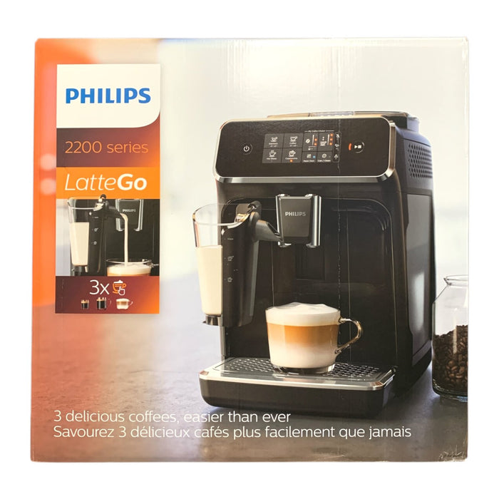 Philips 2200 Series Fully Automatic Espresso Machine, LatteGo Milk Frother, 3