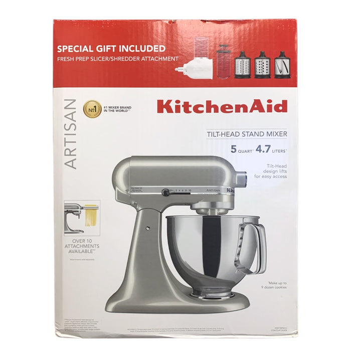 KitchenAid Artisan (KSM150FBCU) - 5qt Stand Mixer Gift Bundle (Contour Silver)