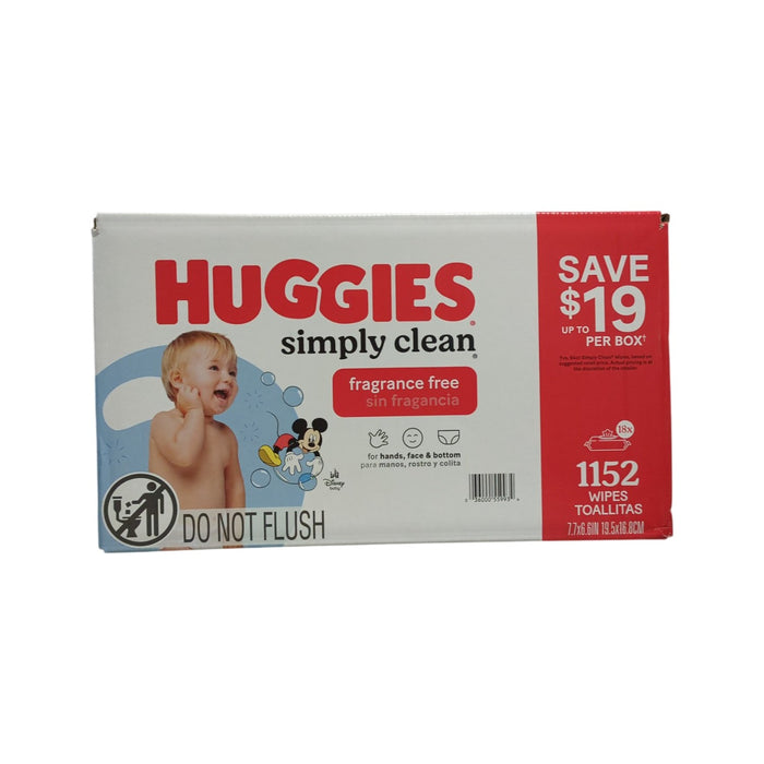 Huggies Simply Clean Unscented Baby Wipes, 18 pk., 1152 Wipes