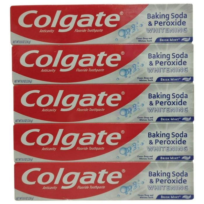 Colgate Baking Soda and Peroxide Whitening Toothpaste, Brisk Mint, 5 pk./8oz.