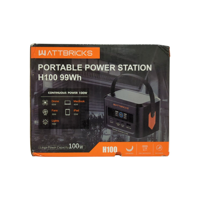 Wattbricks Energy 120-Watt Peak With 99.2Whr Portable Power Station, Black