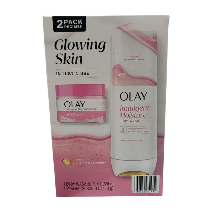 Olay Glowing Skin Indulgent Moisture Scrub + Bodywash Duo, 2 Pack 11oz./20oz.