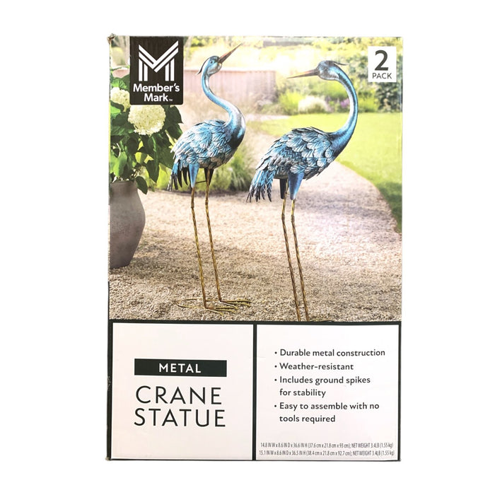 Member's Mark Metal Crane Statue, 2-Pack, Weather Resistant, Patina Finish