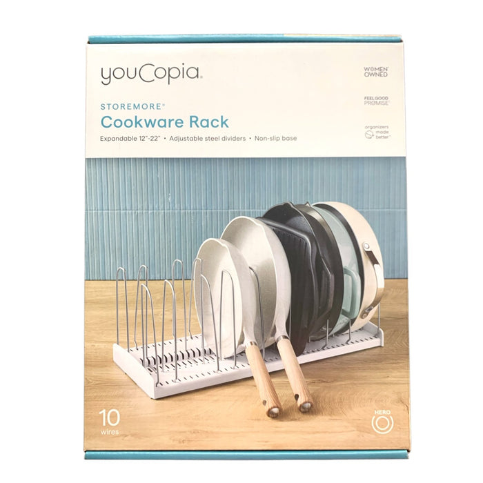 YouCopia StoreMore Expandable Cookware Rack with Tall Steel Wires, 12.5"-22"