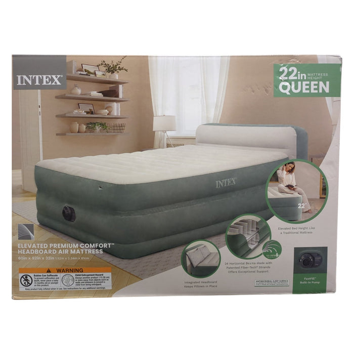 Intex 22" Dura Beam Queen Premium Comfort Air Mattress with Headboard