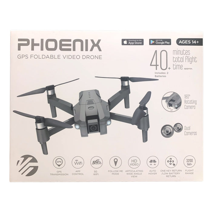 Vivitar VTI Phoenix GPS Foldable Dual Camera Video Drone, 5G Wi-Fi, Ages 14+