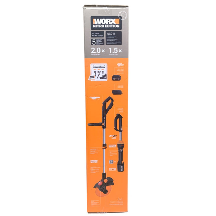 Worx 20v Cordless 12" String Trimmer Edger Mower and Blower Combo Kit