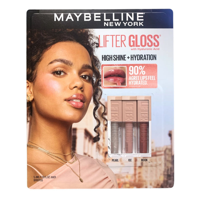 Maybelline Lifter Gloss Trio with Hyaluronic Acid, High Shine & Hydration