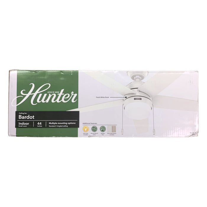 Hunter Bardot 44" Indoor Ceiling Fan with Light, Reversible Blades, Fresh White