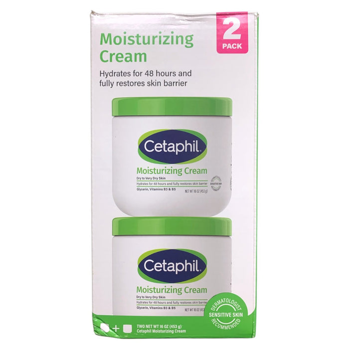 Cetaphil Moisturizing Cream for Dry to Very Dry Skin, 2 x 16oz, Fragrance-Free