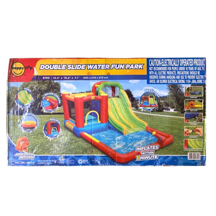 Happy Hop Let's Slide N Splash Inflatable Double Slide Water Fun Park