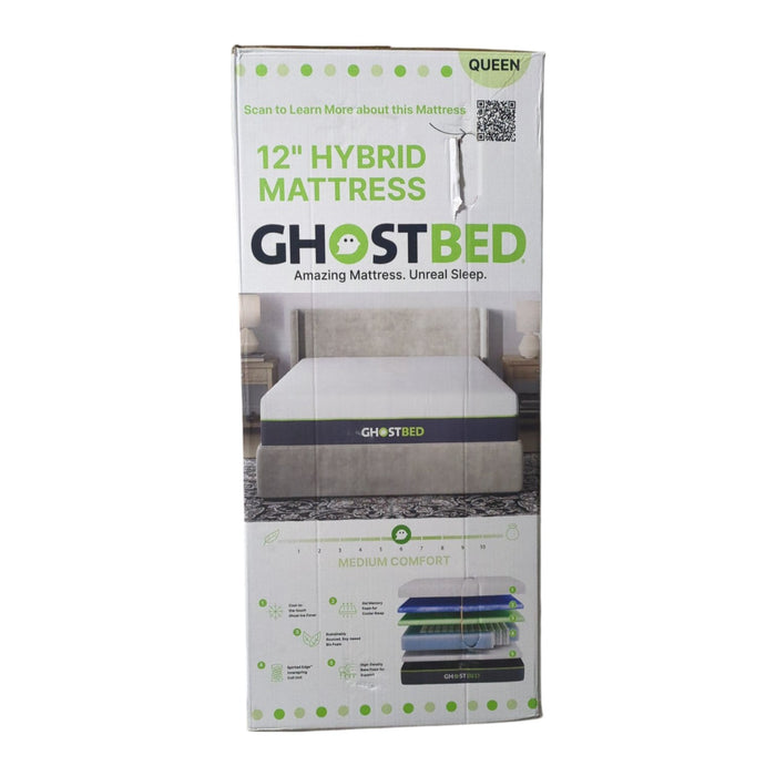 GhostBed Hybrid Gel Memory Foam & 6" Spring Mattress, Medium, Queen
