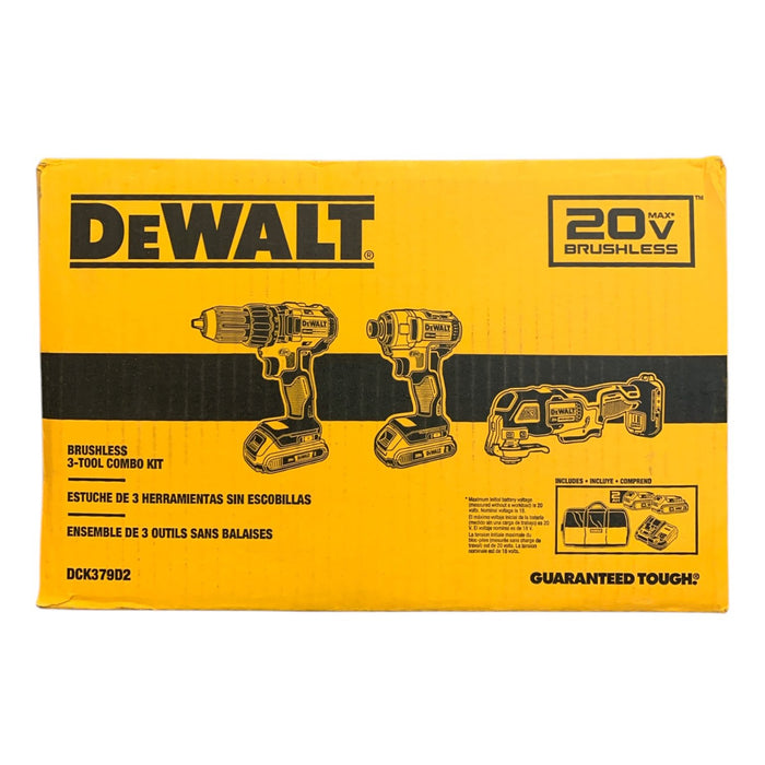 DEWALT 20V MAX Brushless Cordless 3-Tool Combo Kit with Batteries, Charger & Bag