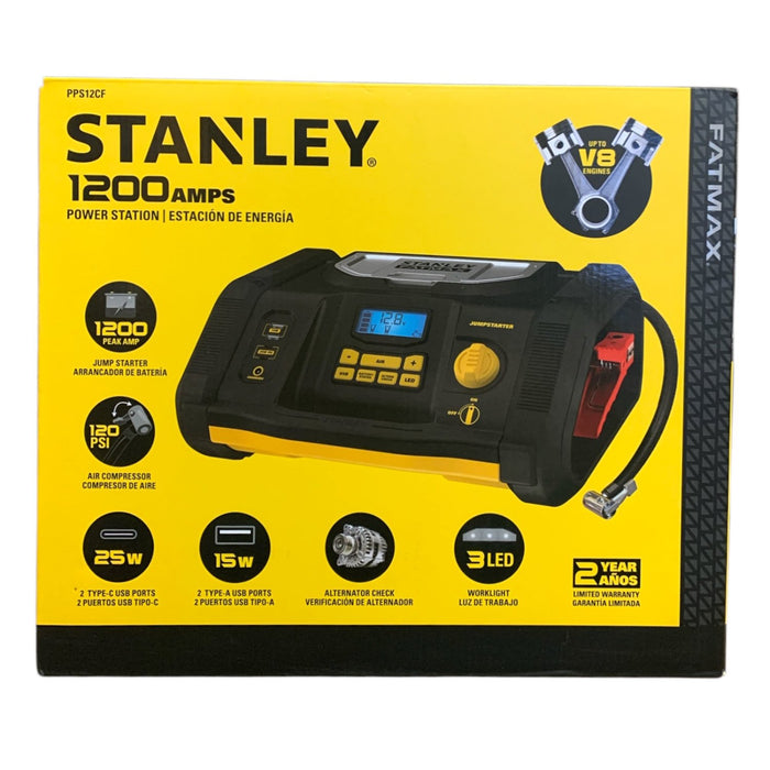 Stanley Fatmax 1200 Amp Power Station with Air Compressor & USB Power, PPS12CF