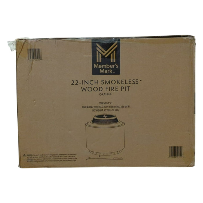 Member’s Mark 22" Smokeless Wood Fire Pit with All-Weather Cover, Orange