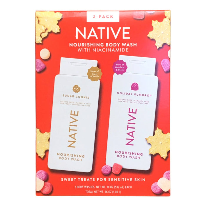 Native Nourishing Body Wash, Holiday Variety Pack, 18 Fluid Ounce (Pack of 2)