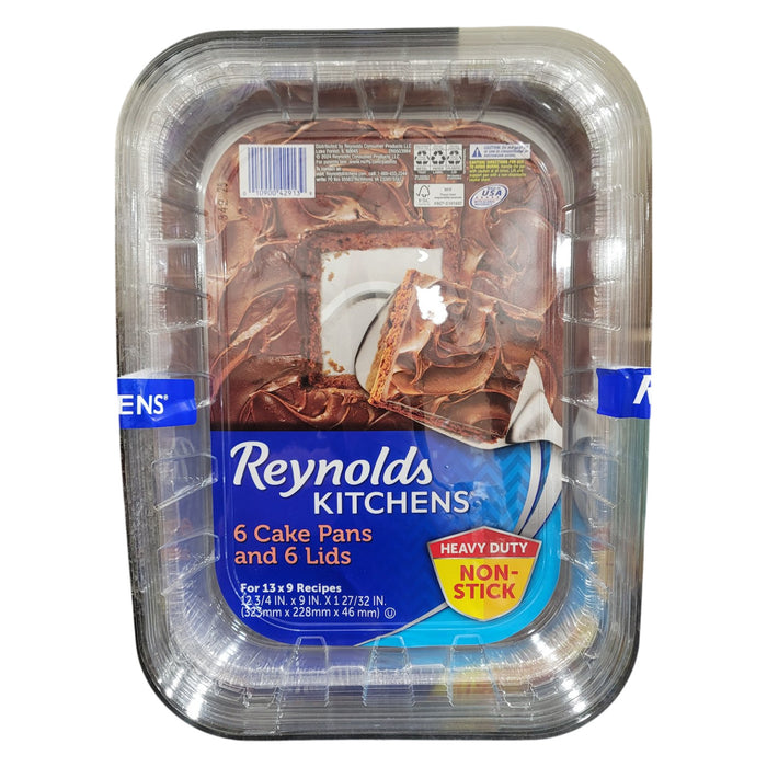 Reynolds Kitchens 13" x 9" Aluminum Cake Pans with Lids, 6 ct.