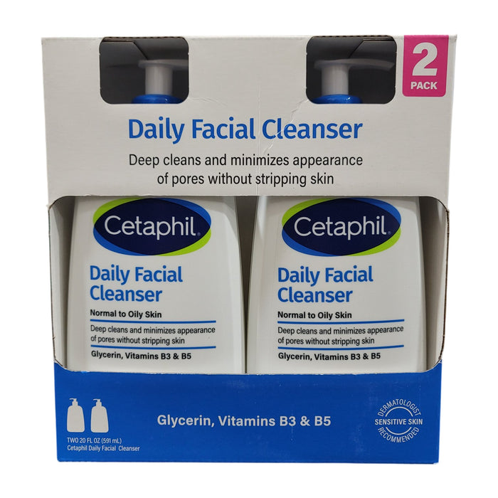 Cetaphil Daily Facial Cleanser for Normal to Oily Skin,  (20 fl. oz., 2 pk.)