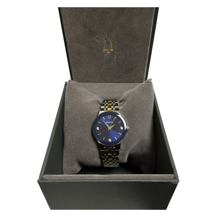 Bulova Womens Millenia Quartz Crystal Blue Dial Watch, 98P190