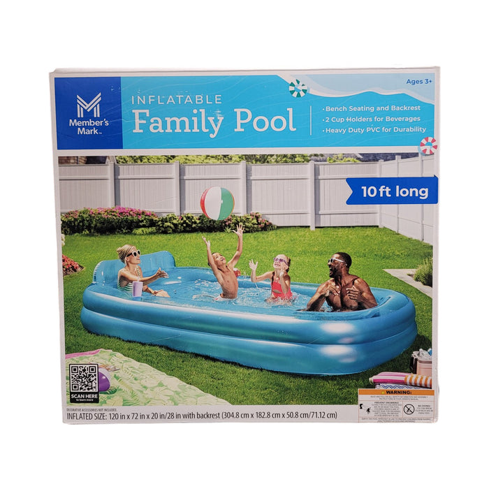 Member's Mark 10 foot Long Inflatable Family Pool with Cup Holders
