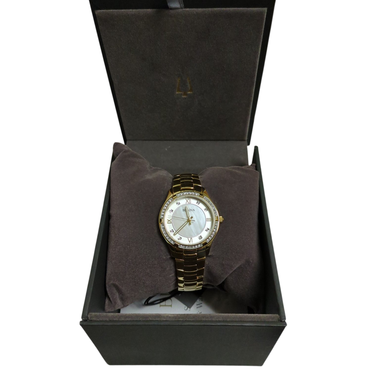 Bulova Woman's Gold Tone Stainless Steel Mother-of-Pearl Dial Watch, 9 ...