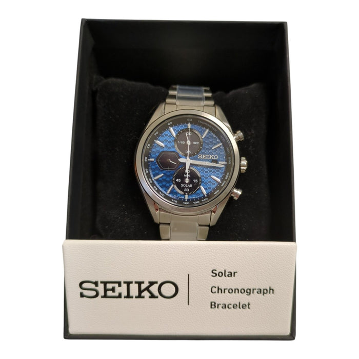 Seiko Men's Essentials Stainless Steel Solar Chronograph Wristwatch, SSC801