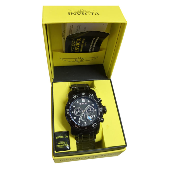 Invicta Pro Diver Scuba Quartz Chronograph Black Bracelet Mens Watch, 48mm